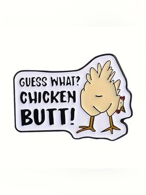 Funny Chicken Butt Pet Bird Pin Beige/White NEW